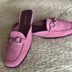 Nine West pink suede mules